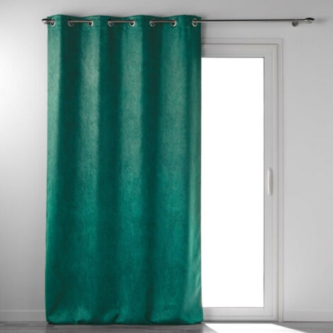 Rideau grande hauteur 135 x 280 cm occultant velours frappé Melodie Vert (1/3)