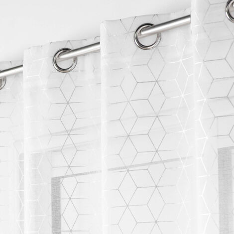 Voilage oeillets 140 x 240 cm voile sablé et haut metallisé Lorina Voilage oeillets 140 x 240 cm voile sablé et haut metallisé Lorina