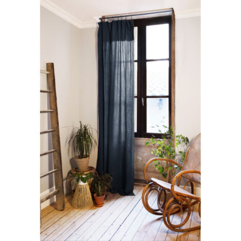 Lot de 2 Rideaux Gaze de Coton Minuit 140x300 cm Ajustables – 8 Anneaux Pinces Inclus – Rideaux Tamisants Haut de Gamme (1/5)