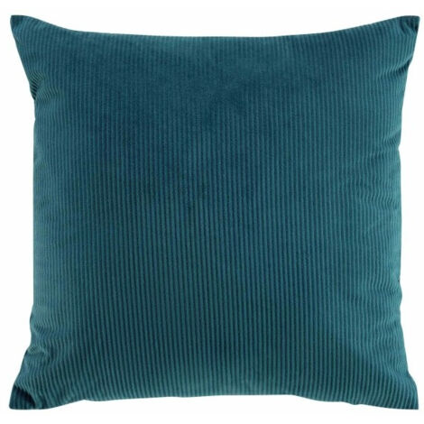 Coussin déhoussable 50 x 50 cm velours cotelé uni casual Pétrole (1/4)