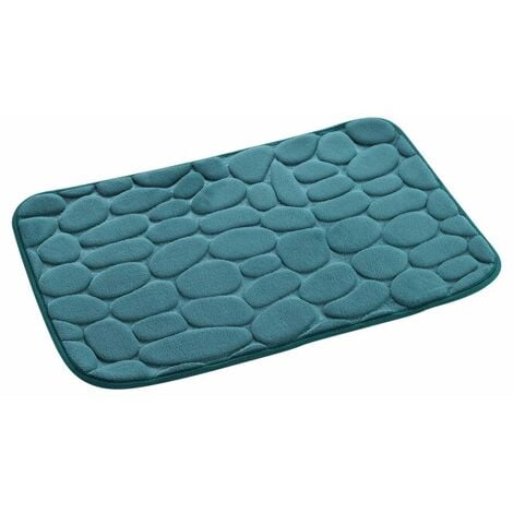Tapis de bain 50 x 80 cm microfibre unie relief ricochet Bleu/emeraude