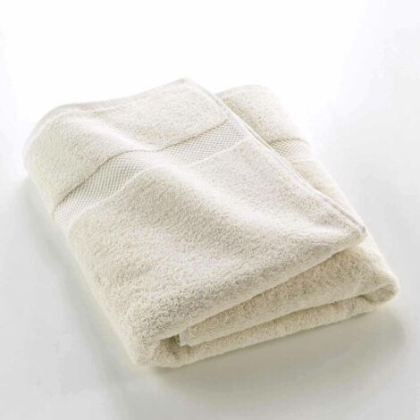 Drap de bain 90 x 150 cm éponge coton piegné Elegance Sable (1/5)