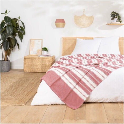 Couvre lit 1 personne 180 x 220 cm coton/polyester jacquard Abby Marsala (1/5)
