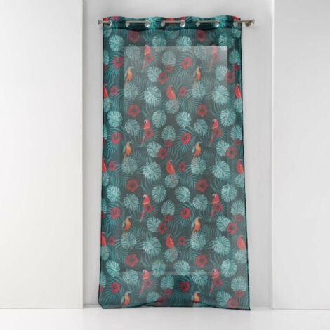 Voilage a oeillets 140 x 240 cm voile sablé Caracas Bleu (1/3)