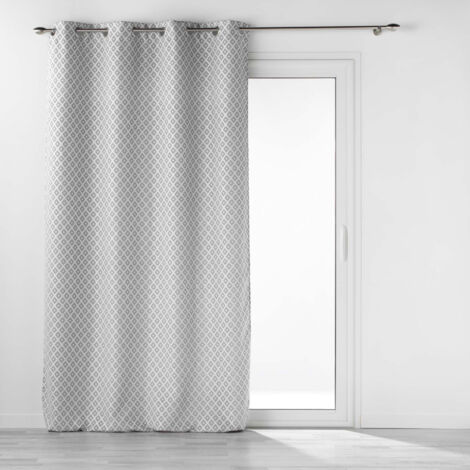 Rideau Jacquard motif losange Gris 140x260 cm (1/3)