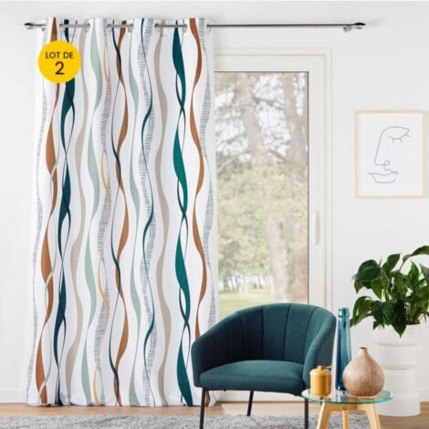 Lot de 2 rideaux a oeillets 140 x 260 cm polyester imprime Lisana (1/5)