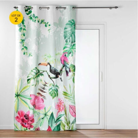 Lot de 2 Rideaux a oeillets 140 x 260 cm 100% coton imprimé Louisiane (1/5)