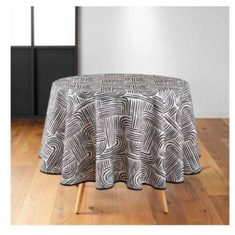 Nappe ronde (0) 180 cm polyester imprime pandore Noir (1/3)