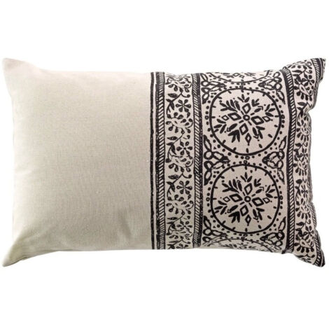 Coussin déhoussable 40 x 60 cm poly-coton Isalina Noir (1/4)