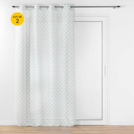 Lot de 2 Voilages art déco a oeillets 140 x 240 cm metallisé Lorea Sauge (1/5)