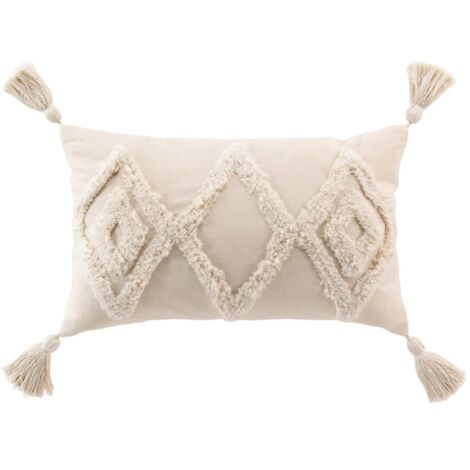 Coussin dehous. compr. pompons 30 x 50 cm coton/polyester tufte athena Naturel (1/5)