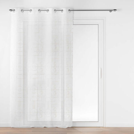 Voilage a oeillets 140 x 240 cm voile sablé brodé metallisé Odessa Or (1/5)