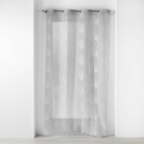 Voilage a oeillets 140 x 240 cm effet li brodé Sonata Gris (1/3)