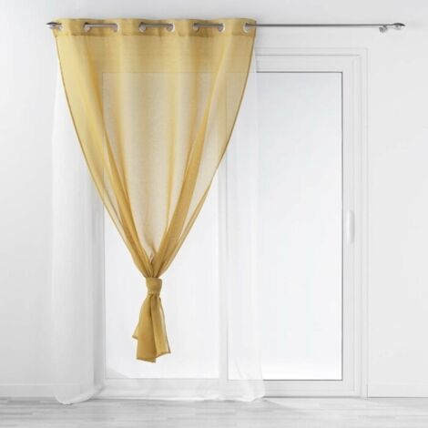 Voilage a oeillets 140 x 240 cm voile double sable duetto Miel/blanc (1/4)