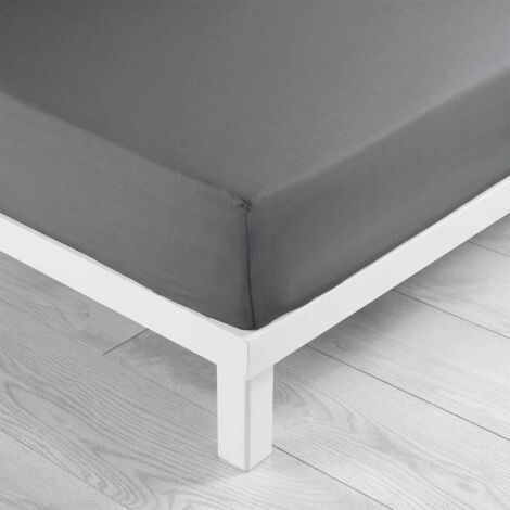 Lot de 2 draps housse king size 180 x 200 cm coton 57 fils Anthracite