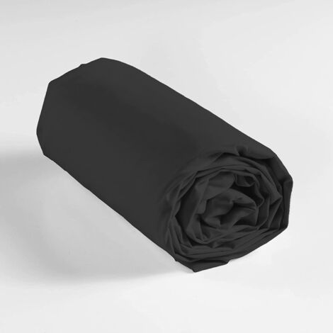 Lot de 2 draps housse king size 180 x 200 cm coton 57 fils Noir