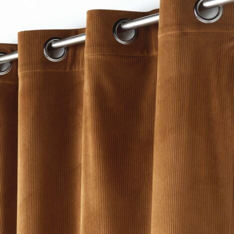 Rideau tamisant à oeillets 140 x 260 cm velours côtelé Casual Camel