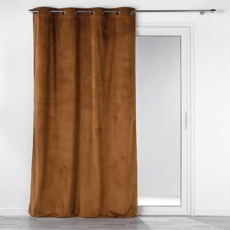 Rideau tamisant à oeillets 140 x 260 cm velours côtelé Casual Camel