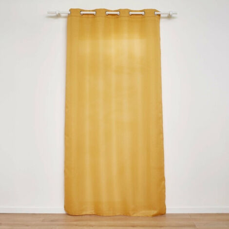 Rideau a oeillets 140 x 280 cm polyester uni+fils metallises zeline Jaune (1/3)