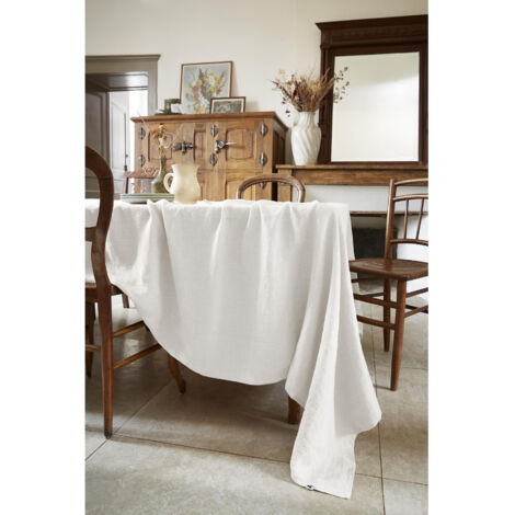 Nappe rectangle 170 x 250 cm lin lavé soline craie Blanc (1/4)