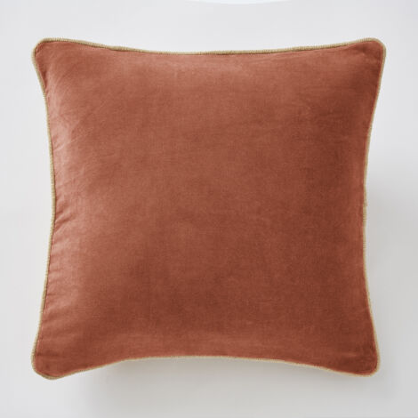 Coussin déhoussable en velours de coton César – 45 x 45 cm – Terracotta (1/3)
