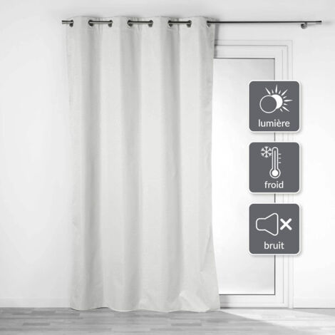 Lot de 2 rideaux isolant phonique thermique occultant 140 x 260 cm Darcko Gris pâle (1/5)