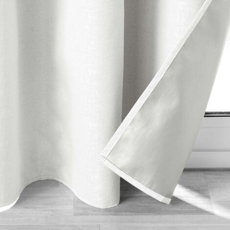 Lot De 2 Rideaux Occultants Unis Blancs - 140x260 Cm, Polyester Double Couche, Neufs