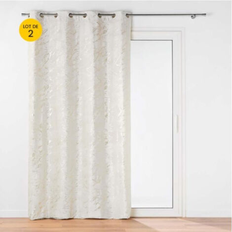 Lot de 2 Rideaux a oeillets 140 x 260 cm velours imprimé métallisé Marius (1/5)