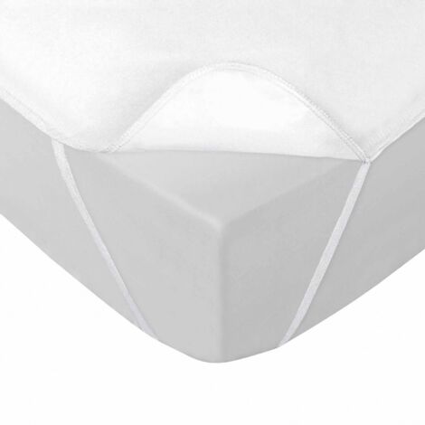 Alèse imperméable en éponge 90x190 cm – Élastiques pour matelas jusqu'à 30 cm – Lavable en machine à 30° – Coloris blanc – Bricoline (1/3)