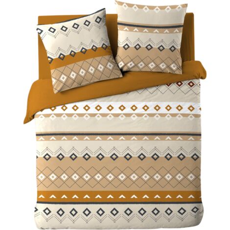 Douceur-dinterieur Parure Élégante Beige et Brun Coton (1/5)