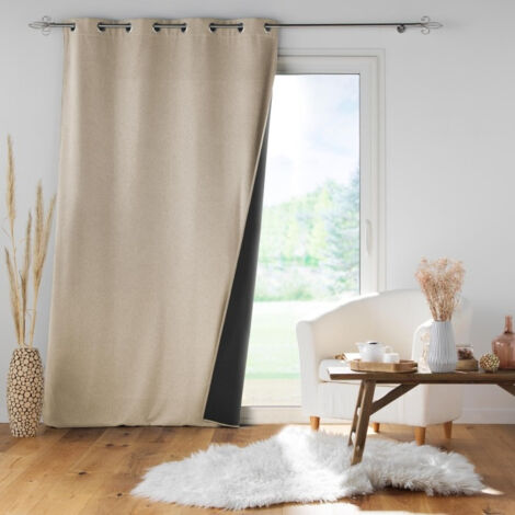 Douceur D'Intérieur – Rideau occultant isolant en polyester 140 x 260 cm – Œillets modernes – Isolation lumière et bruit pour chambre et salon (1/5)