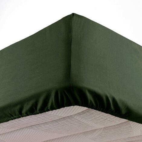 Drap housse 1 personne 90 x 190 cm microfibre unie oscar Kaki