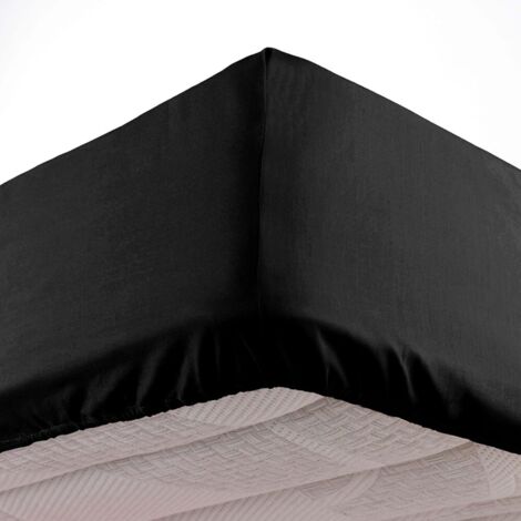 Drap housse 2 personnes 140 x 190 cm microfibre unie oscar Noir