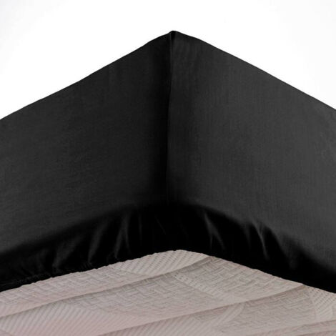 Drap housse 1 personne 90 x 190 cm microfibre unie oscar Noir