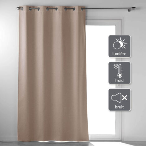 Rideau a oeillets 135 x 260 cm 100% occultant thermique uni occultissime Noisette (1/5)