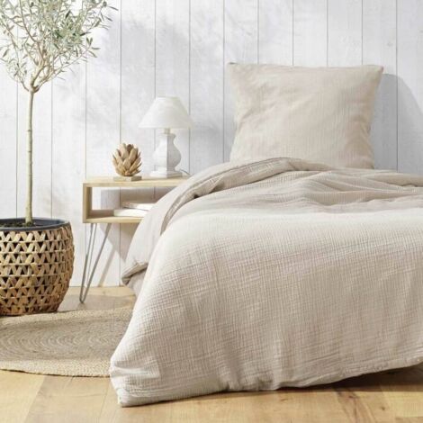 Douceur D'Intérieur – Parure de lit Angelia 140x200 cm – 100% gaze de coton – Tissage 57 fils/cm² – Lavable en machine à 40°C