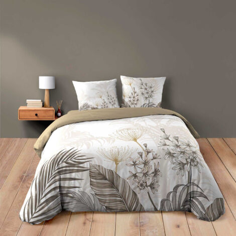 Housse de couette et deux taies coton (260 x 240 cm) Maissa Verte - Linge de lit Housse de couette et deux taies coton (260 x 240 cm) Maissa Verte - Linge de lit