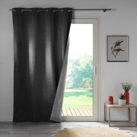 Lot de 4 rideaux à œillets occultants, thermiques et phoniques 140 x 260 cm - Darko Anthracite (1/5)