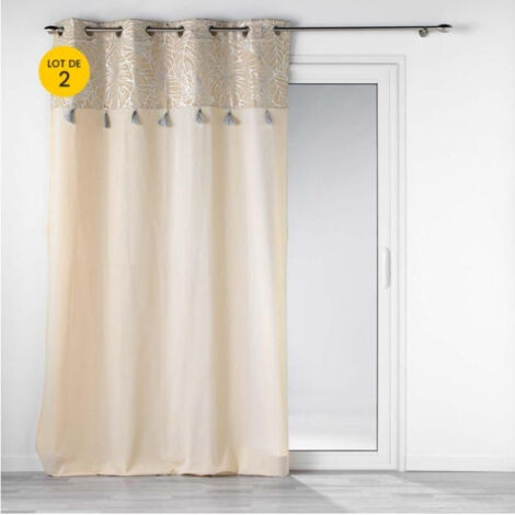 Lot de 2 rideaux à œillets 140 x 240 cm en polycoton - Modèle Solea Argent (1/5)