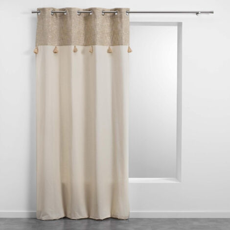 Lot de 4 Rideaux à Œillets - 140 x 240 cm - Polycoton Uni avec Haut Métallisé Sultan Or (1/4)