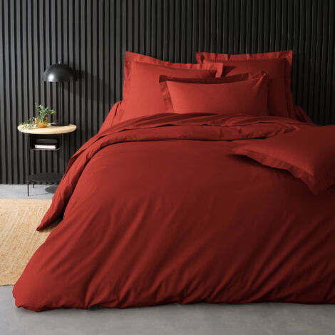Housse de Couette Brique en Percale de Coton - Douceur et Élégance 240 x 220 cm (1/4)