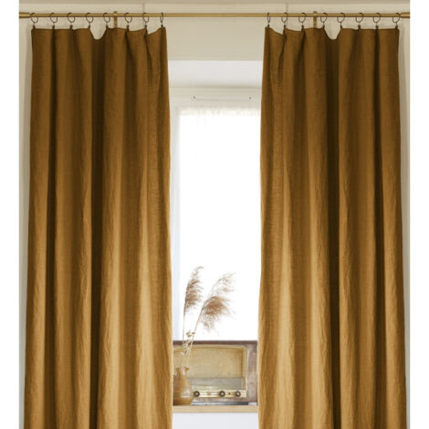 TOPICK Lot de 2 rideaux en lin à rayures avec œillets - Moderne - Aspect lin - Pour salon TOPICK Lot de 2 rideaux en lin à rayures avec œillets - Moderne - Aspect lin - Pour salon