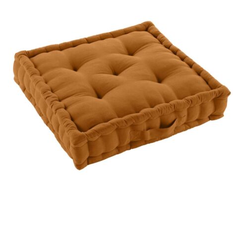Douceur D'Intérieur – Coussin de sol déhoussable 50x50x10 cm – 60% coton recyclé et 40% polyester – Poignée de transport – Confort intérieur et extérieur (1/5)