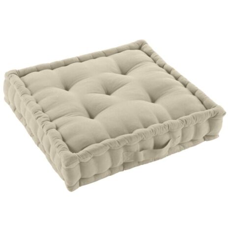 Douceur D'Intérieur – Coussin de sol déhoussable 50x50x10 cm – 60% coton, 40% polyester recyclé – Housse lavable, éco-responsable – Confort intérieur et extérieur