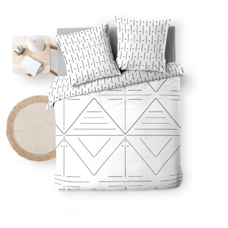 Housse De Couette Géométrique Simple - Parure De Lit Motif Lignes