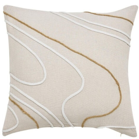 Coussin dehoussable compresse 45 x 45 cm polycoton uni+jute+corde lacia Sans (1/4)