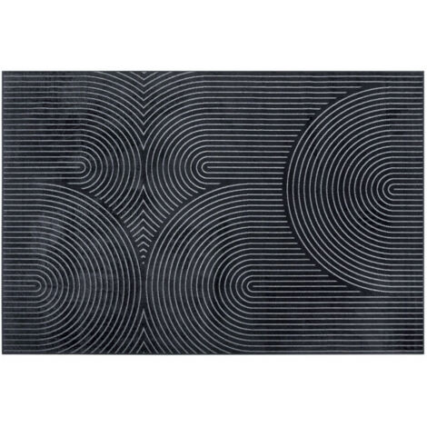 Tapis rectangle 140 x 200 cm viscose relief Géode - Anthracite