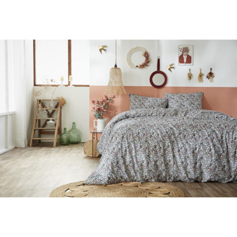 Parure de lit enfant 140 x 200 cm - Housse de couette + 1 taie d'oreiller - Coton imprimé Malia (1/4)