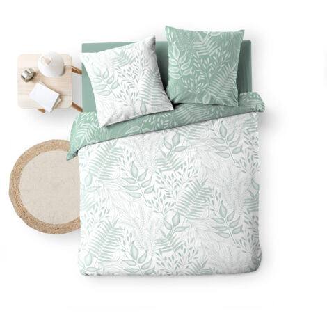 Parure de Couette Réversible 240 x 220 cm – Coton 57 fils Cassia Sauge (1/5)