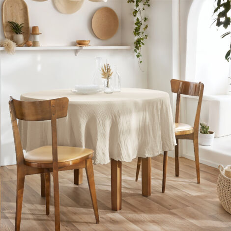 Nappe ronde (0) 180 cm gaze de coton unie gaïa pampa Naturel (1/3)